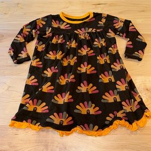 Girls Kickee Pants Thanksgiving Turkeys Dress 18-24 months | Bamboo Cotton Dress